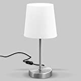 B.K.Licht Lampada da comodino, Lampada da tavolo con paralume in tessuto bianco, adatta per lampadina E14 non inclusa max 25W, ...