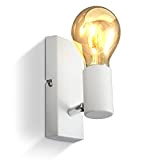 B.K.Licht Lampada da parete orientabile in metallo bianco, adatta per 1 lampadina E27 non inclusa max. 60W, applique da muro ...
