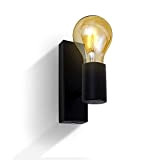 B.K.Licht Lampada da parete orientabile in metallo nero, adatta per 1 lampadina E27 non inclusa max. 60W, applique da muro ...