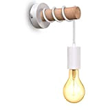 B.K.Licht Lampada da parete retrò in metallo e legno, lampadina E27 non inclusa, applique vintage, design industriale, ideale per ambienti ...