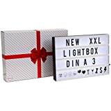 B.K.Licht Lampada LED Light Box dimensione A3, lavagna luminosa con lettere intercambiabili, luce grande per scrivere messaggi, decorazioni casa, batterie ...