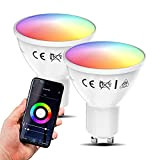 B.K.Licht Lampadine LED smart RGB GU10, luce calda fredda colorata, dimmerabili con App smartphone, adatte al controllo vocale, 2 lampadine ...