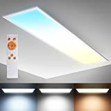 B.K.Licht Pannello LED, lunga 1m, Dimmerabile, Luce calda, neutra, fredda CCT, Telecomando incluso, 24W, 2.200Lm, timer, Luce notturna, 1000x250x63 mm