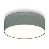 B.K.Licht Plafoniera in tessuto grigio, attacco per lampadina E27 non inclusa, Lampada da soffitto diametro 30cm, Lampadario moderno per salotto ...