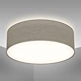 B.K.Licht Plafoniera in tessuto, Lampada da soffitto diametro 30cm color grigio-talpa, attacco per lampadina E27 non inclusa, Lampadario moderno per ...
