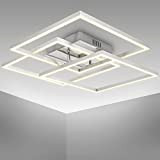 B.K.Licht Plafoniera LED da 40W, 2 cornici orientabili, luce calda 3000K, lampada da soffitto per ufficio “Frame”, colore cromato-alluminio spazzolato
