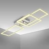 B.K.Licht Plafoniera LED da 43,8W, 2 cornici orientabili, luce calda 3000K, lampada da soffitto per ufficio"Frame", colore cromato-alluminio spazzolato