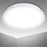 B.K.Licht Plafoniera LED, lampada da soffitto o parete per bagno, luce bianca naturale 4000K, LED integrati 12W, 1200Lm, Ø29cm, resistente ...