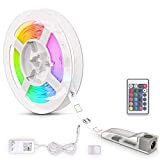 B.K.Licht Striscia LED 3m, cambio colori RGB con telecomando, dimmerabile, adesiva, accorciabile, nastro luminoso LED, alimentatore spina europea, bianca, per ...