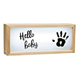 Baby Art My Baby Lightbox Scatola Luminosa a LED con Kit Impronte, Lampada Led Personalizzabile per Cameretta, Base in Legno ...