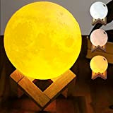Bakaji Lampada da Tavolo Forma di Luna Luce LED Fino A 3 Colori Selezionabili e Regolazione Luminosità Dimmerabile Accensione Touch ...
