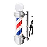 Barberpub Barber-Pole L018B - Asta da barbiere con lampada a sfera a LED, girevole, classica colonna con strisce rosse, bianche ...