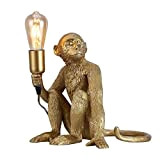 BarcelonaLED Lampada da tavolo in resina di scimmia dorata seduta creativa originale con portalampada E27 per salotto comodino camera da ...