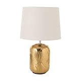 Baroni Home Lampada da Tavolo Lampada da comodino Abat Jour da Comodino Foglie Oro in Ceramica 20X20X37 cm