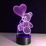 Bear Night Lights Regali per bambini Donne Mom Girls Smart Touch & Remote Control 7 Color 3D Illusion Lampada bambini ...