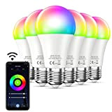 Bewahly Lampadina Alexa [6 Pezzi], E27 9W Lampadina WiFi Intelligente Led, RGB Colorate Smart Lampadine, Dimmerabile Multicolore e Bianco Freddo ...