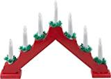 Biancaneve - Ponte di candela in legno a 7 LED, rosso, archi di candela, luci natalizie, ponte di candela, alimentate ...