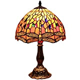Bieye L30023 Libellula Lampada da tavolo in vetro colorato stile Tiffany con 12 pollici di larghezza a mano larga paralume ...