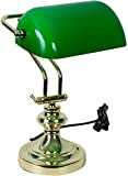 Biscottini Lampada da scrivania Verde Vintage 37x26,5x22 cm | Lampada scrivania Vintage in Ottone e Vetro | Lampada da Tavolo ...