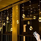 BLOOMWIN Catena Luminosa, LED Luci Stringa USB 12 Palle di Vetro 3mx0.65m 8 Modalità con Telecomando e Ganci per Natale ...