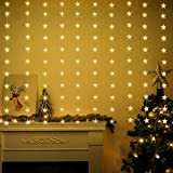 BLOOMWIN LED Catena Luminosa,3m Tenda Luminosa Stelle Luci Catena 2-in-1 USB Luci Natalizie per Natale Finestra Stanza Festa