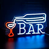 Blu Bar con luce al neon in vetro di vino, insegna al neon a led, insegne al neon USB per ...