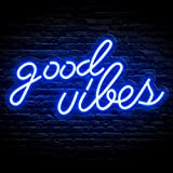 Blue Good Vibes Neon Light, Good Vibes parole insegna al neon, Led Neon Signs for Wall Decor, 7.9"*15.9" Insegne luminose ...