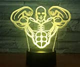 Bodybuilding Macho Muscle Fitness Expert Led3D Piccola luce notturna 7 Colori che cambiano Interruttore tattile per bambini o supporto per ...
