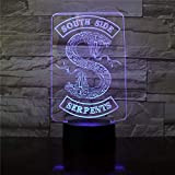 Boutiquespace 3D Illusione Lampada Led Night Light Riverdale Badge Snake Logo Sud Serpenti Decor Segno Cose Riverdale Accessori Lampada Da ...