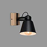 BRILONER - Lampada da parete in legno, applique, stile vintage, con 1 lampadina, attacco E27, max. 40 Watt, paralume regolabile, ...