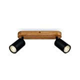 BRILONER - Lampada da soffitto retrò con legno, lampada da soffitto vintage a 2 lampade, 2x attacco GU10, spot LED ...