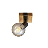 Briloner Leuchten - Lampada da parete, applique, faretto retrò, vintage, girevole e orientabile, 1x E27, metallo-legno, colore: grigio piombo, 100x103x90mm ...