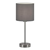 Briloner Leuchten - Lampada da tavolo, comodino o scrivania, 1x E14, con interruttore a cavo, paralume in tessuto, grigio, 160x385mm ...