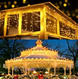 BrizLabs 480 LED Cascata Luci da Esterno, 19M Tenda Luminosa Bianco Caldo Natale Luci Stringa Esterno con 8 Modalità Nataliazie ...