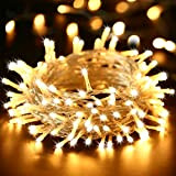 BrizLabs Catena Luminosa Natale Esterno, 20M 200 LED Luci Stringa Natalizie Bianco Caldo Interno con Spina 8 Modalità Impermeabile per ...