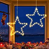BrizLabs Luci a Stella di Natale, 2 Pezzi 40 LED Luci a Stella per Interni a Batteria 8 Modalità Decorazioni ...