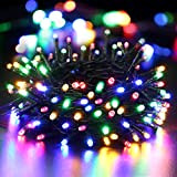 BrizLabs Luci di Natale Multicolor 10M 100 LED Luci Stringa Batteria 8 Modalità Impermeabile Cavo Verde Catena Luminosa Interno Decorazioni ...