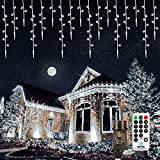 BrizLabs Luci Natale Esterno Cascata, 9M 360 LED Tenda Luminosa Bianco Freddo Luci Natalizie Spina 8 Modalità Impermeabile con Telecomando ...
