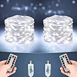 BrizLabs Luci Natale USB (2 Pezzi), 10M 100 LED Filo Rame Ghirlanda Luminosa Impermeabile 8 Modalità con Telecomando Catena Luminosa ...