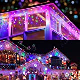 BrizLabs Luci Natalizie Esterno, 480 LED 19M Tenda Luminosa Luci di Natale Cascata Luci Impermeabile 8 Modalità Catena Luminosa Decorazione ...