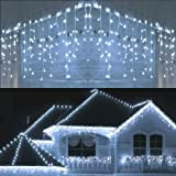 BrizLabs Tenda Luminosa Natale, 480 LED 19M Cascata Luci Esterno Bianco Freddo Luci Stringa Impermeabile 8 Modalità Luci Nataliazie Decorazione ...