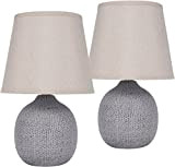BRUBAKER doppio set Lampade da tavolo o comodino - 28,5 cm - Marrone/Beige - basi lampada in ceramica con struttura ...