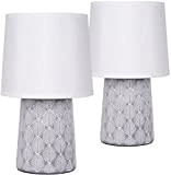BRUBAKER doppio set Lampade da tavolo o comodino - 33 cm - grigio - basi in ceramica - ornamenti in ...