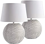 BRUBAKER - Set di 2 lampade da tavolo o comodino, paralume bianco e base in ceramica bicolore, finitura opaca, altezza ...