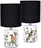 BRUBAKER Set di 2 Lampade da Tavolo o da Comodino Asian Bird Design - Lampada Cinese con Base in Ceramica ...
