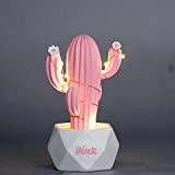 BSFHQS Cactus Night Light, Creative Resin LED Cactus Night Light Lampada da scrivania, Lampada Cactus a Batteria con Base, Cute ...