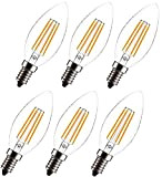 Bulbright 6 Pezzi lampadine a filamento LED Dimmerabile Candela C35 2W Attacco E14, Bianco caldo 2700K, Equivalente a 20W, 220V ...