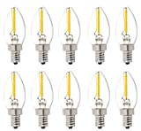 Bulbright - Confezione da 10 lampadine LED a filamento C7 da 1 W, attacco E14, luce bianca calda trasparente 2700 ...