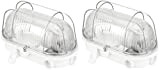 Bulkhead E27 IP54 - Confezione da 2 lampadine per cantina, colore: bianco, copertura in vetro, griglia metallica, max. 100 W