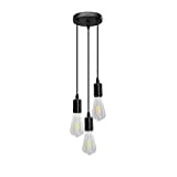 BYX Loft Lampada a sospensione vintage a 3 lampade Lampada a sospensione con cavo nero per cucina, bar, ristorante, lampadario ...